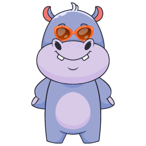 hippo in sunglasses